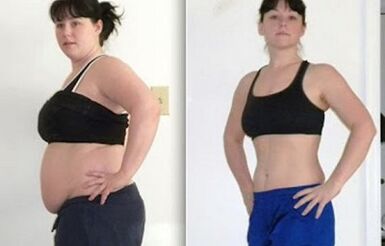 Régime à l'heure avant et après les photos